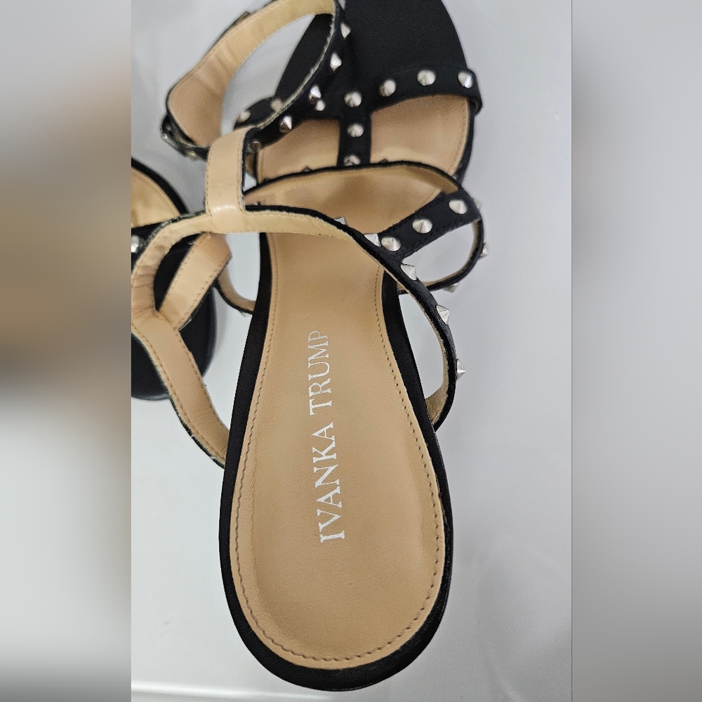 Ivanka Trump Leather Stud Stilleto Sandals Heels - Picture 6 of 8